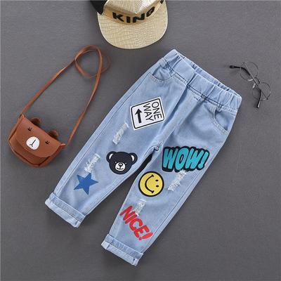 Kinder Gerade Jeans Jungen Elastische Taille Denim Hosen Oberbekleidung Hosen Frühling Baby Jungen Mode Lose Hosen