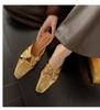 Low Heel Shoes for Women 2024 New Baotou Slippers Solid Square Toe Summer Fashion Hot Sale Women's Slippers Versatile Style