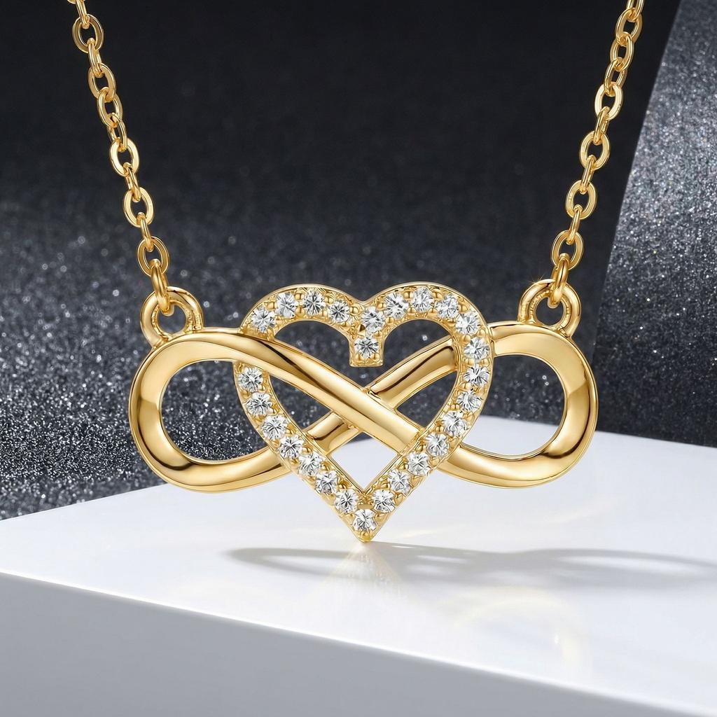 Popular Jewelry, Love 8-character Synthetic Zircon Necklace, Heart-shaped Pendant, Neck Chain, Niche High-end Necklace, Wholesale.