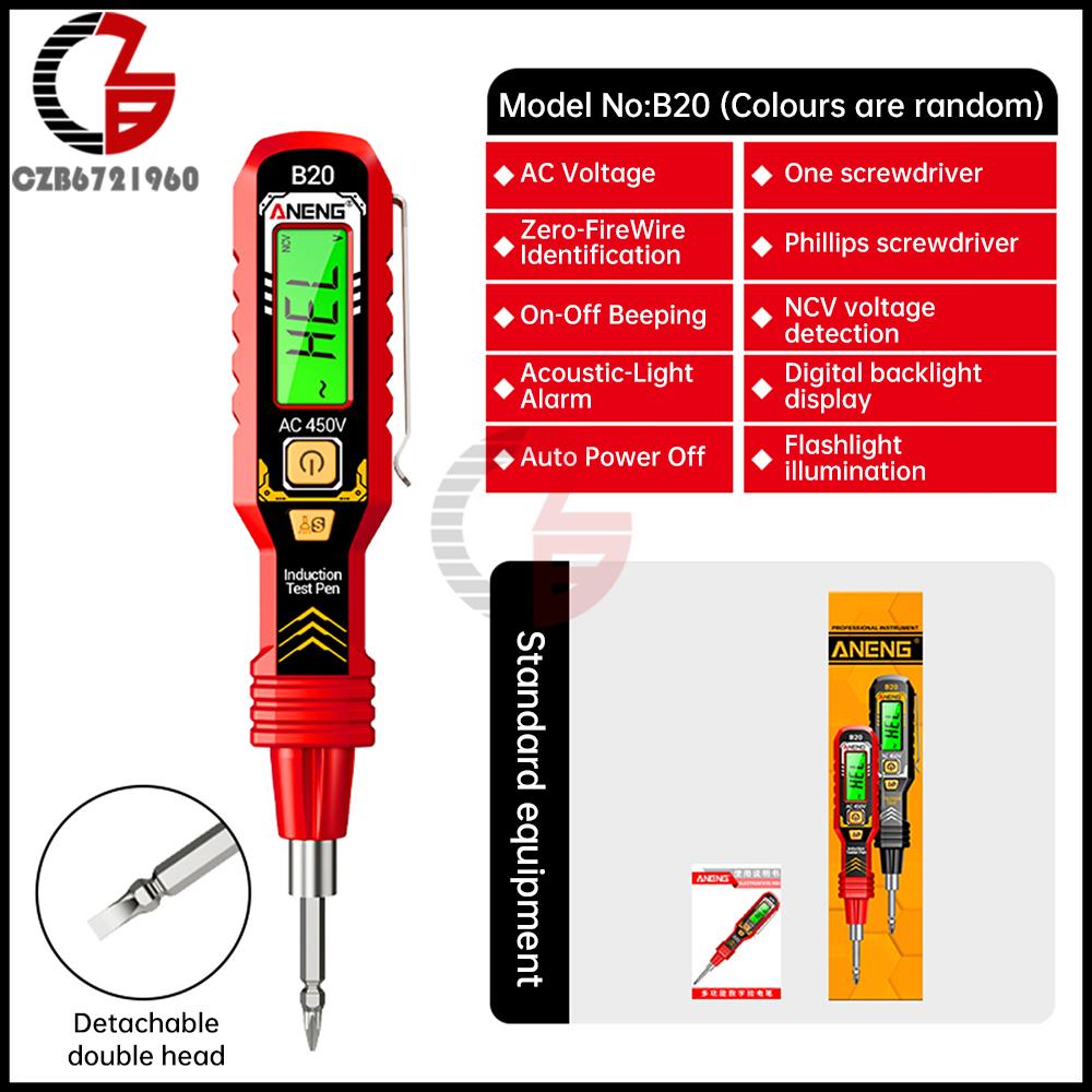 VD807 B20 LCD Digital Voltage Tester Pen AC/DC Smart Contact NCV Sensor Real Volt Detector Electrical Induction Test Pencil