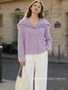 Navy Jacquard Hollow Knit Cardigan Coat for Women - Elegant and Cozy Spring/Autumn Outerwear
