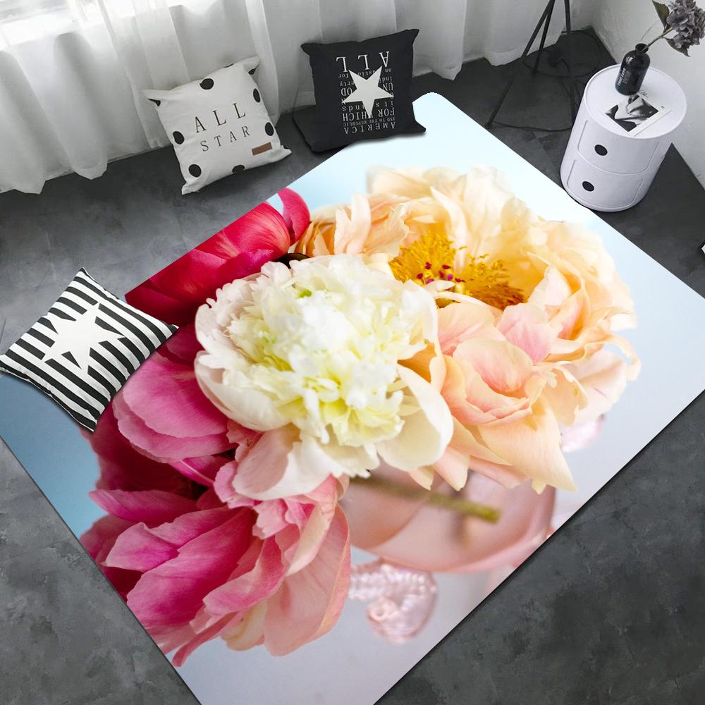Różowo-fioletowy kwiat piwonii dywaniki pokojowe retro wielokrotny wybór dywan do salonu kuchni antypoślizgowy dywan powitalny