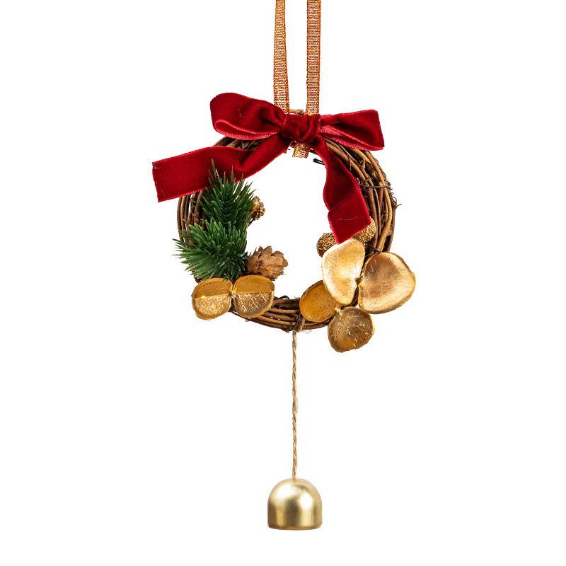 Christmas Red Velvet Bow Bell Pendant Tree Decoration