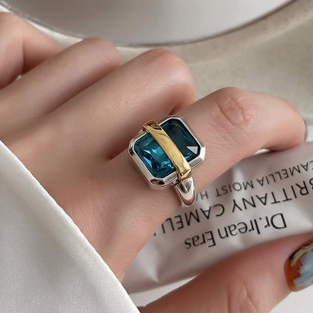 PANJBJ 925 Sterling Silver Line Rings Punk Vintage Charm Double Layer Geometric Nail Design New Party Accessories Gift Dropship