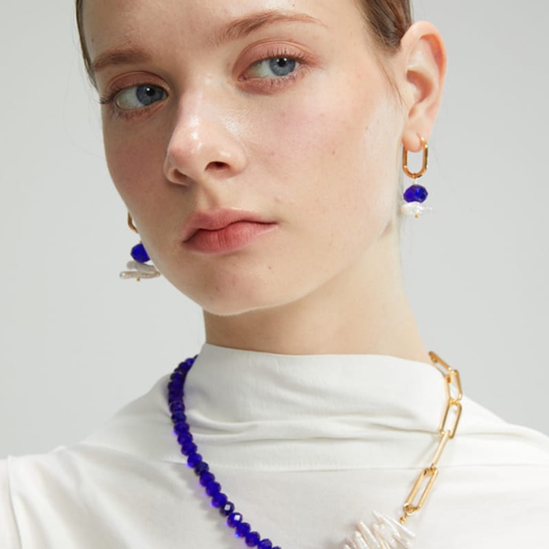 Iannmore Blue Pointed Birok Pearl Earring