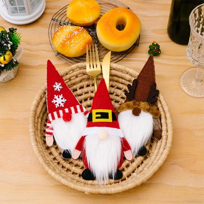 Christmas Tableware Holder Xmas Gnome Cutlery Holder Knife Fork Spoon Pouch Bag for Holiday Party Dinner Table Decor