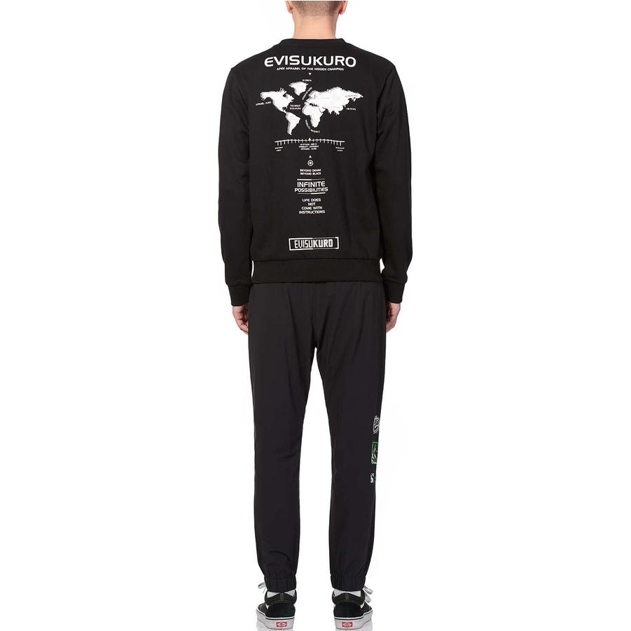 Evisu Neon Green Logo Cuffed Joggers Men bottoms Black 1EAGNM9PP215XX