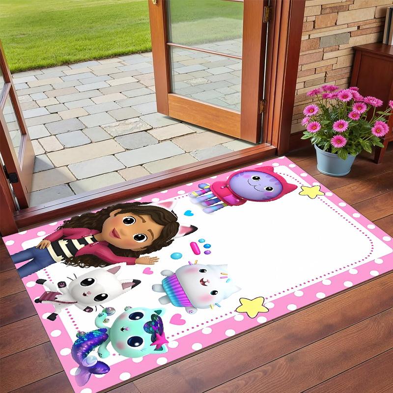 Anti‑Slip Crystal Velvet Floor Rug, Gabby's Dollhouse Design Carpet for Indoor Living Bedroom Home Decoration