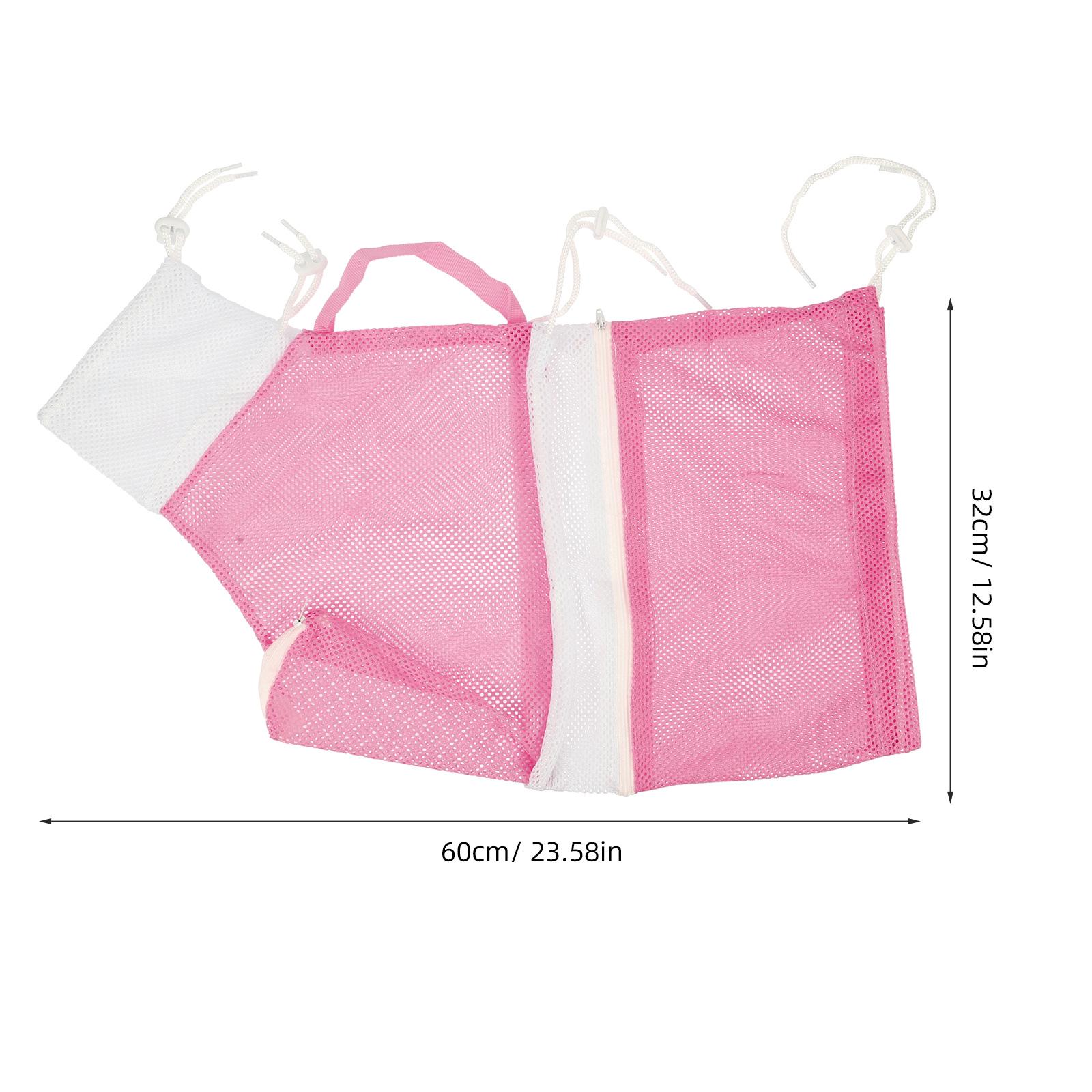 

Adjustable Cat Shower Bag Bathing Net H for Nails Teeth Ears Cleaning Pet Exam Calm Portable Polyester Mesh Bag Cat Grooming рожевий
