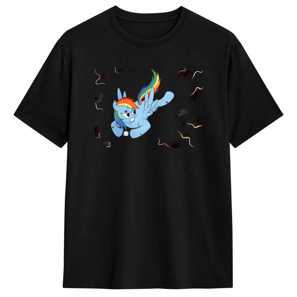 Rainbow Dash And Friends T Shirts Unisex Pure Cotton Funny TShirts Round Neck Free Hugs Tee Shirt Short Sleeve Clothes