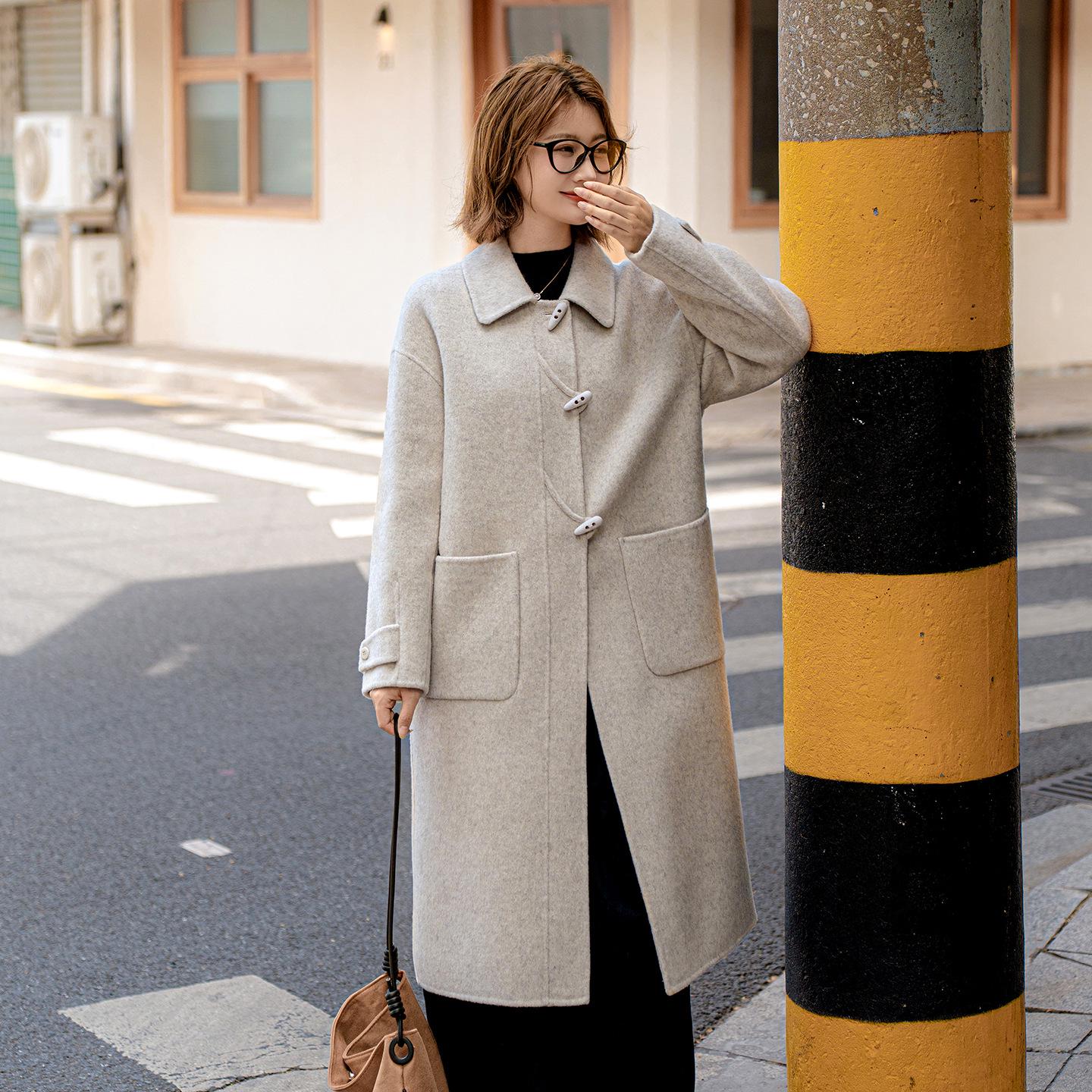 

2025 Stylish Double-Sided Cashmere Coat with Turn-Down Collar for Autumn/Winter Large