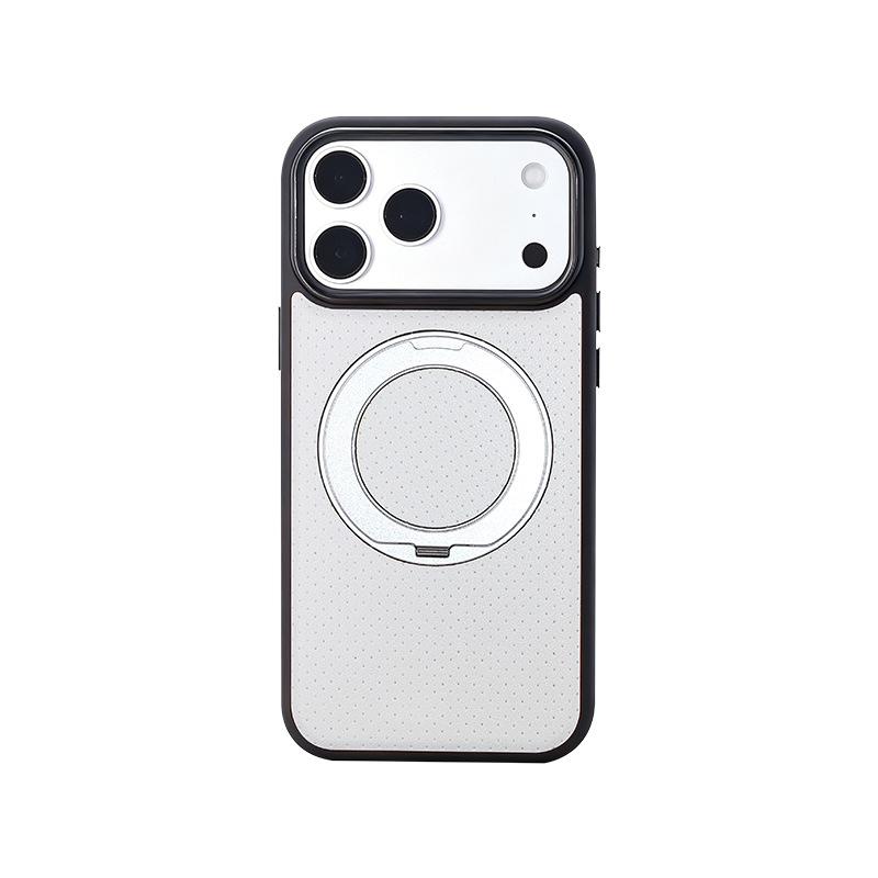 The New Small Dotted Textured Leather Is Suitable for the iPhone 17 Pro Max Rotating Magnetic Stand Phone Case, 16 Leather Protective Cover