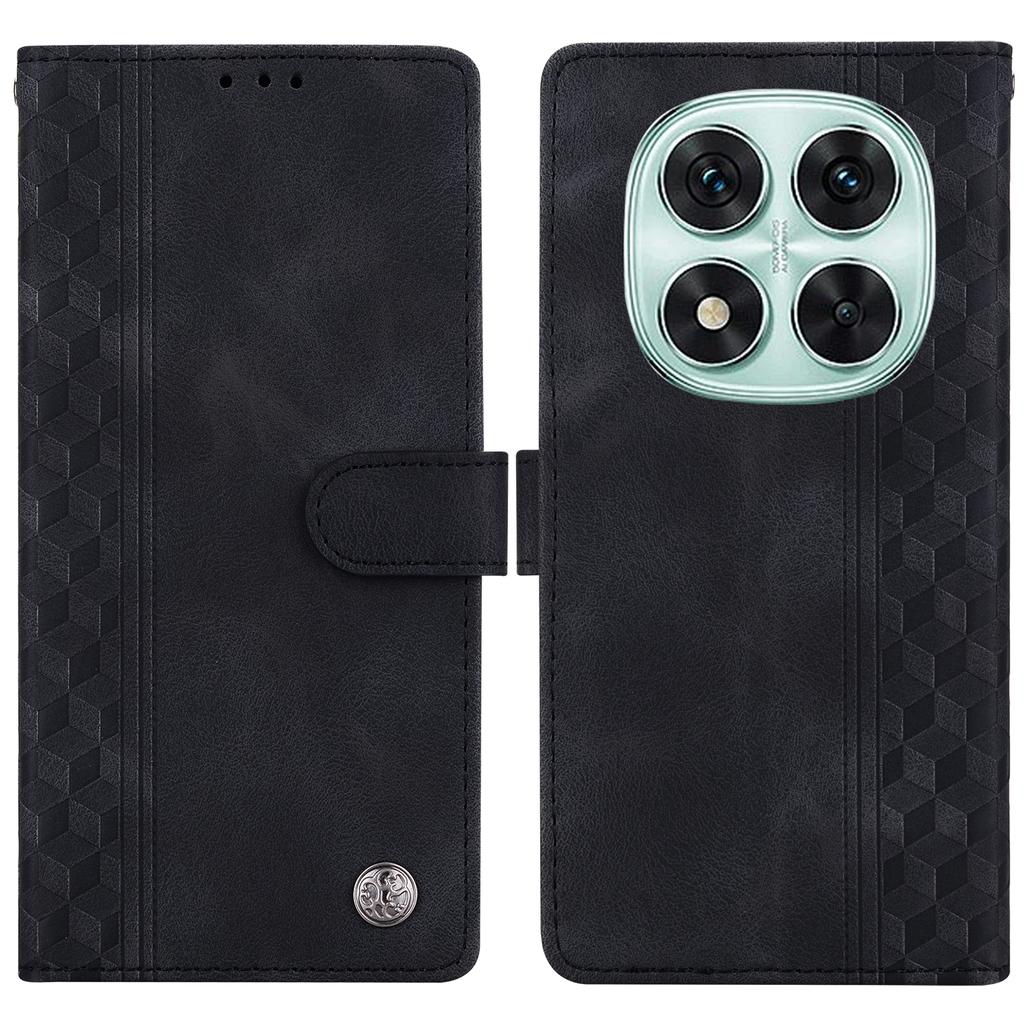 For Xiaomi Redmi Note 14 Pro 5G Leather Case Imprinted Checkered Pattern Wallet Stand Flip Phone Cover