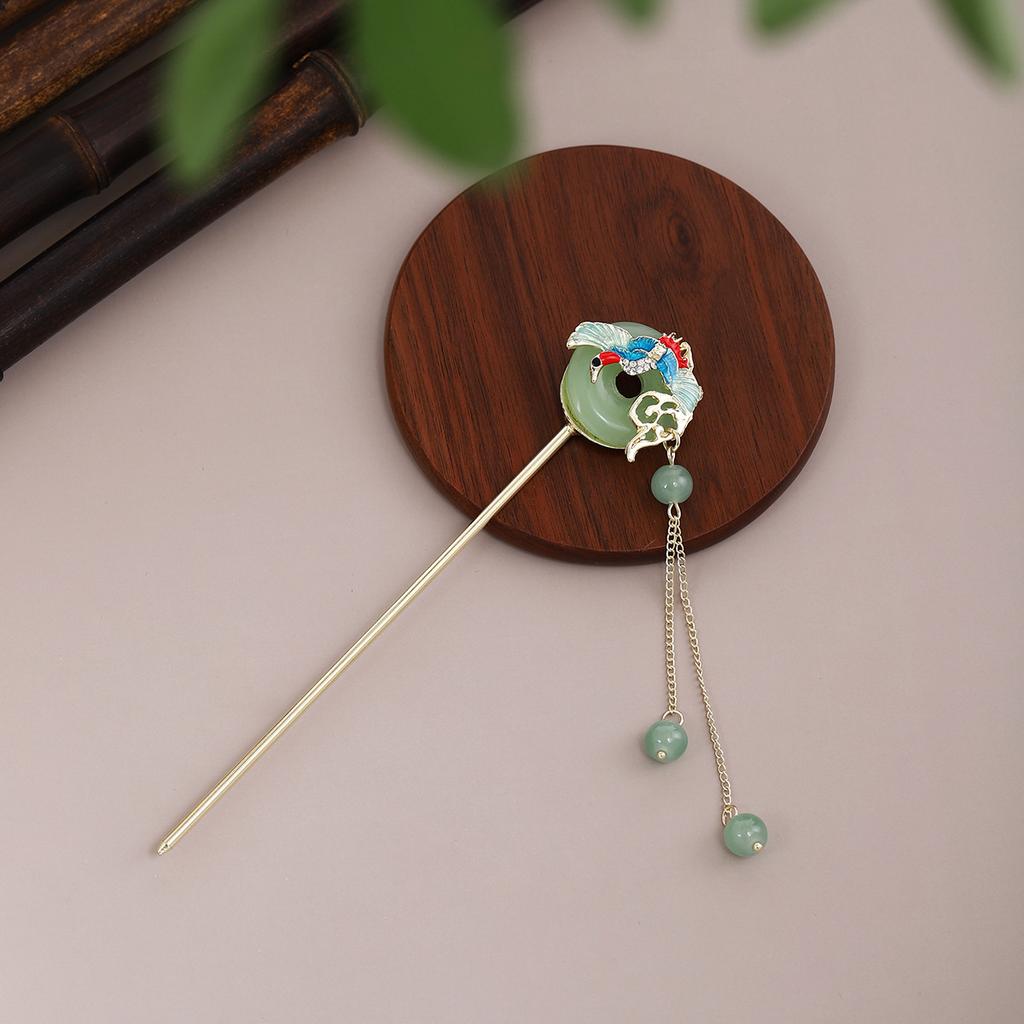 New Chinese Style Ethnic Style Retro Ping An Buckle Cheongsam Hair Ornaments Dripping Oil Flowers Butterfly Tassel Step Shaking Ancient Style Hairpin