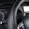 CAR-GRAND Carbon Fiber Steering Wheel Cover, Premium Breathable Leather Sporty Wheel Protection Interior Accessories Standard Size[14" 1/2-15"]