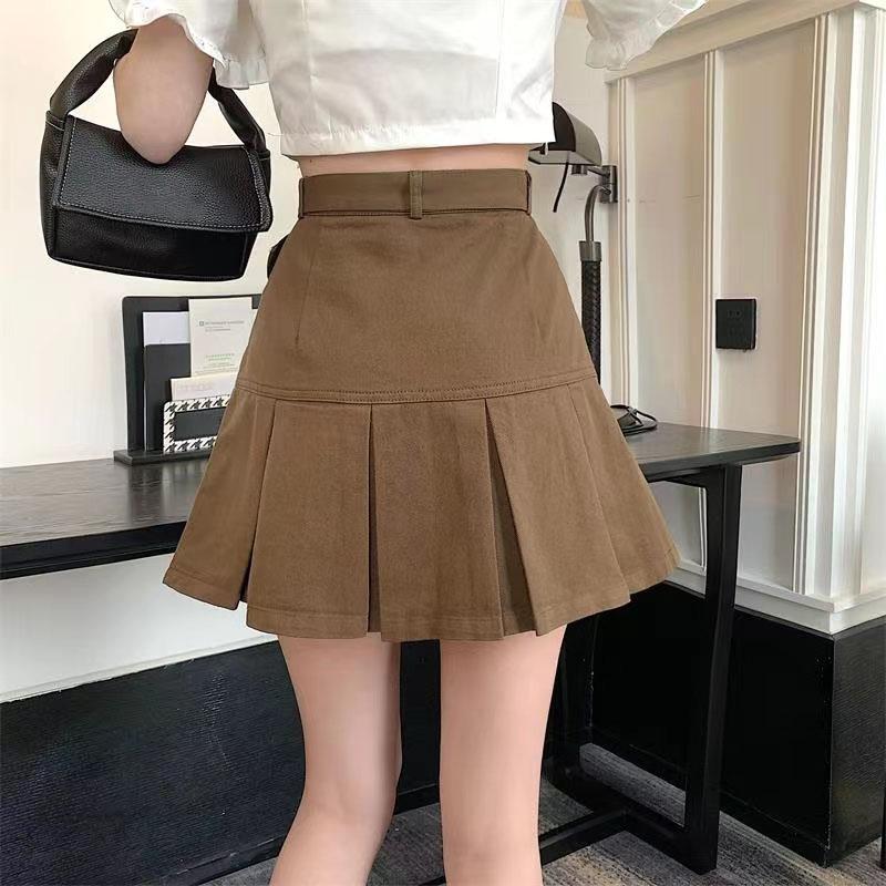 Women's Summer A-line Short Skirt Girls Large Size High Waist Thin Mermaid Skirt Female Solid Color Vintage Streetwear Skirts