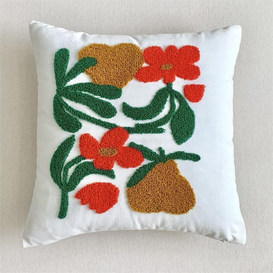 Pure Cotton Embroidered Office Cushion Pillowcase Car Cushion Cover 45X45CM Lumbar Pillowcases Sofa Pillowcase