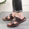 Plus Size Summer Men's Leather Sandals Black Flat Dual-purpose Slippers Outdoor Beach Leisure Sandal Shoes for Men Sandalias New