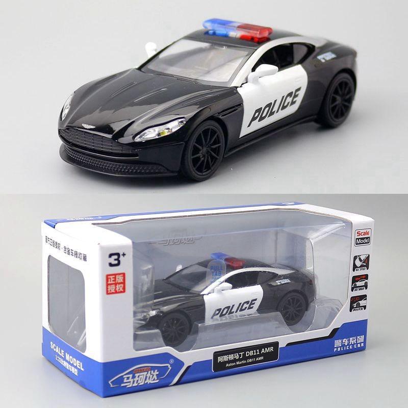 132 Aston Martin Alloy Car Model Police Car With Sound Light For Collector