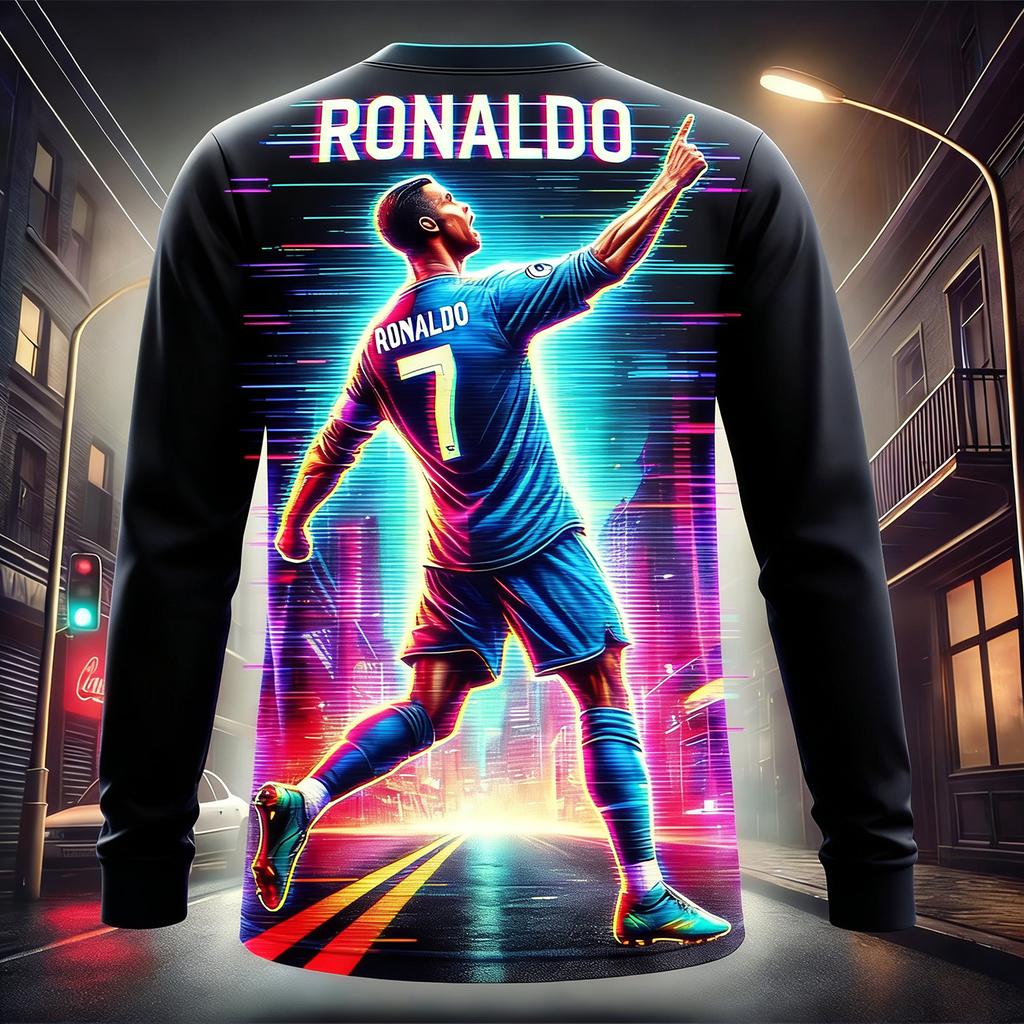 2026 Cristiano Ronaldo Mode Fußball-Superstar Bedrucktes Herren-Fan-Gedenk-Langarm-T-Shirt Kinder Atmungsaktives Trikot