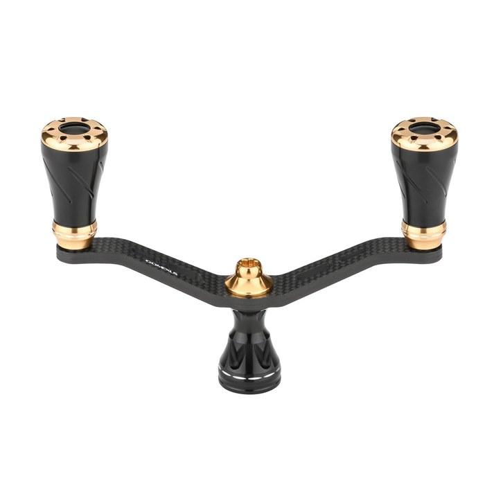 Gomexus FY98 Reel Handle – Carbon Fiber – for Daiwa Spinning Reels – Double Handle – Black & Gold – 98mm