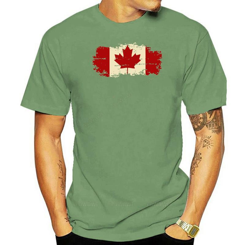 Hanhent Canada Flag Fashion Tee Shirt Cotton Short Sleeve Tshirt Canadian Maple Leaf O Neck Summer Streetwear Logo T Shirts