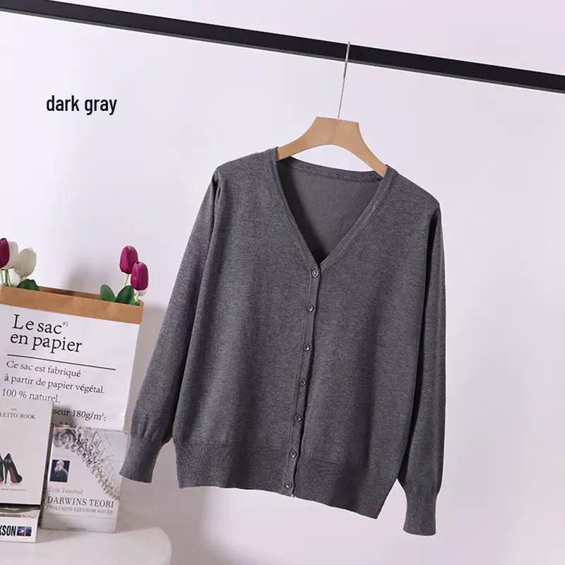 

Женский вязаный кардиган: Легкий весенне-осенний топ, тонкий свитер, маленькое пальто-шаль, базовый слой, летняя рубашка для кондиционера 4XL