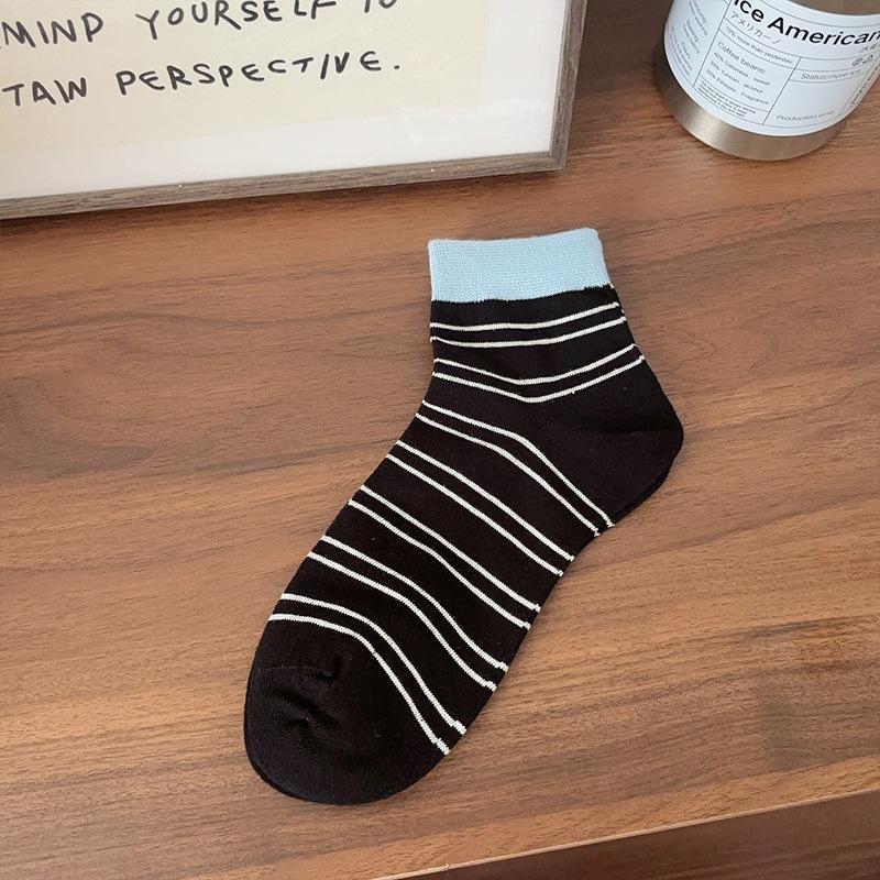 Retro Casual Striped Socks, Children's Short Socks, Trendy Cotton Socks, Summer Lightweight Sports Socks, Couple's Mid-calf Socks