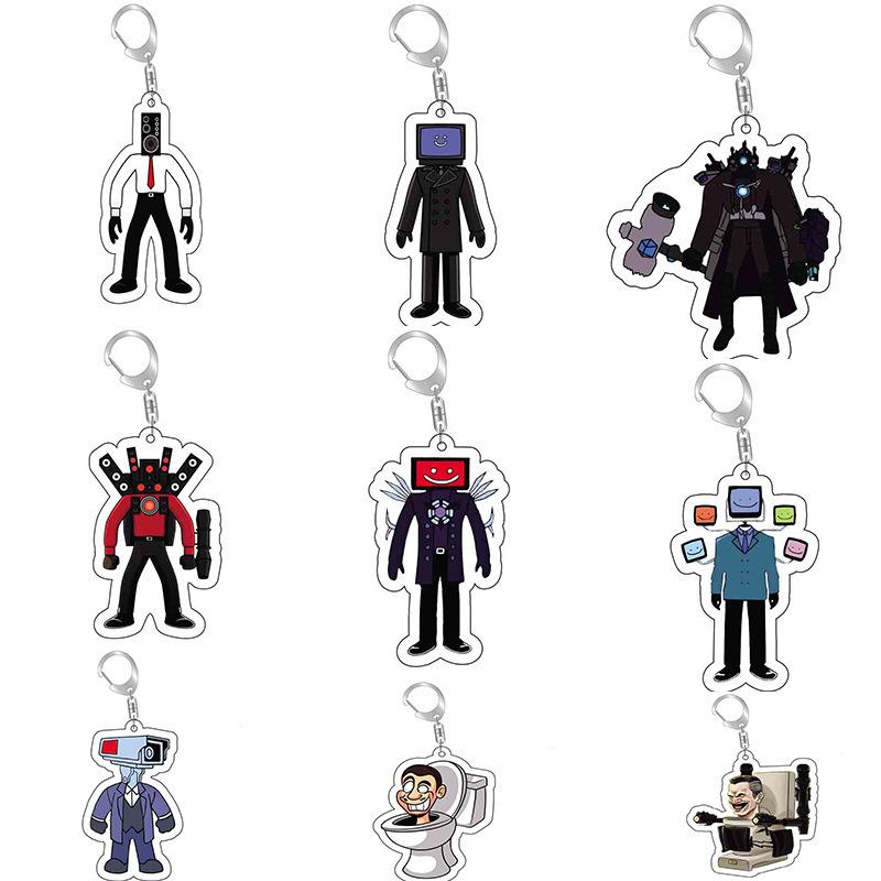 Skibidi Toilet Cameraman Speakerman Acrylic Products Keychain Funny Jewelry Friends Fans Gift Bag Charms Souvenir Accessorie