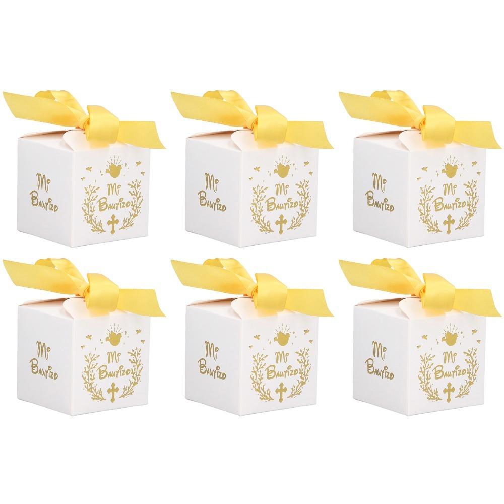 50pcs Gold Ribbon Wedding Favor Boxes Paper Material Candy Boxes Party Decorations Gift Boxes  Party