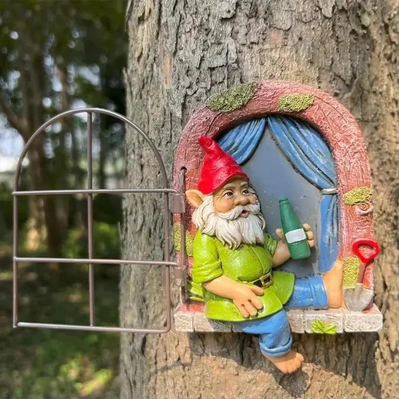Drinking Dwarf Window Hanging Creative Resin Outdoor Garden Tree Hanging Hanging Crafts Landscape Garden Decoration Figurines
