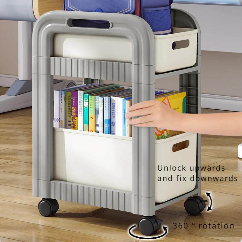 Cărucioare Utilitare Rulante cu 2 Niveluri Cărucioare cu Roți Sub Masă Cărucior Mobil pentru Cărți Multifuncțional Cărucioare pentru Ghiozdane Școlare
