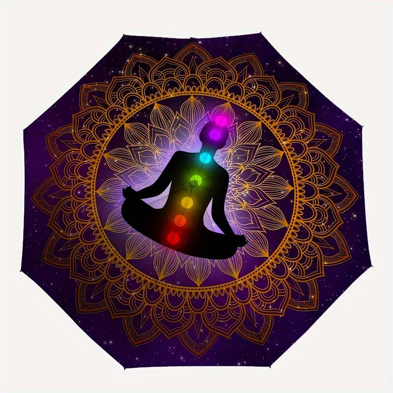 Chakra Balance Meditation Mat: Yoga & WellnessUmbrella, Portable 3-Fold Compact Umbrella for Men & Women Gift