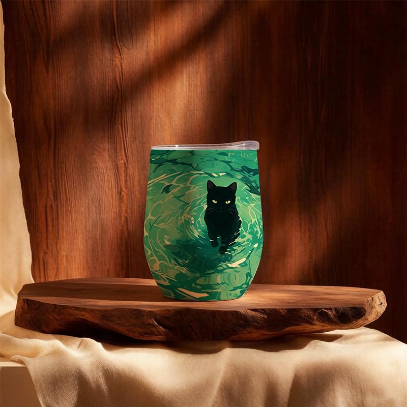 Eggshell Cup 355ml Cat Green Water Pool Element U Shape Eggshell Cup Printed Water Cup Insulated Water Cup Wine Travel Cup Eggshell Cup 355ml