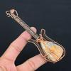 Natürlicher Gelber Mookaite Handgefertigter Kupferdraht Wickel Gitarrenanhänger 4.53 r8h65