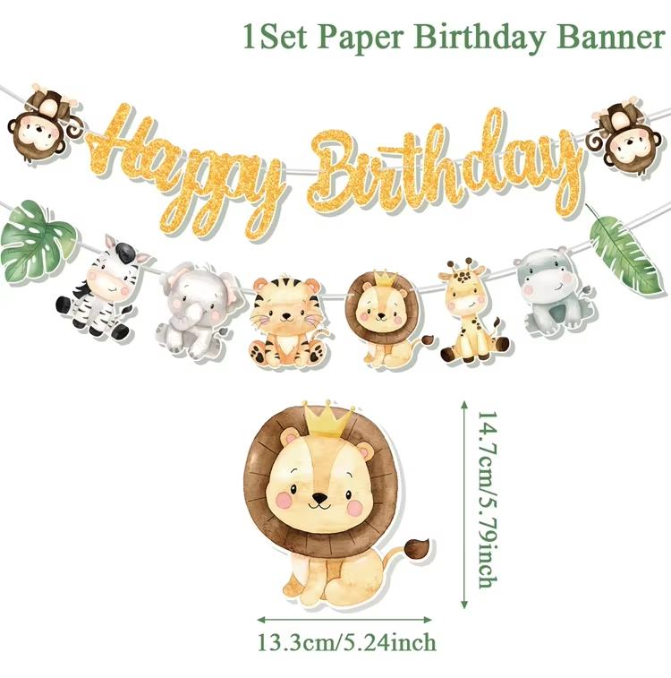 Jungle Animals Disposable Party Tableware Tablecloth Paper Plate Cup Wild One Birthday Party Decoration Kid Baby Shower Supplies