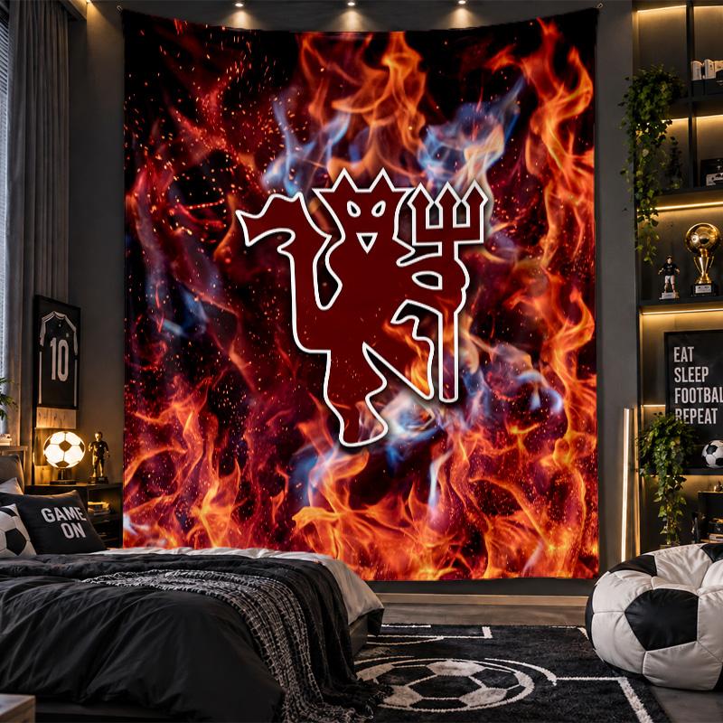 Wall Hanging Tapestry Manchester United FC Print Cloth for Living Room Bedroom Home Decor