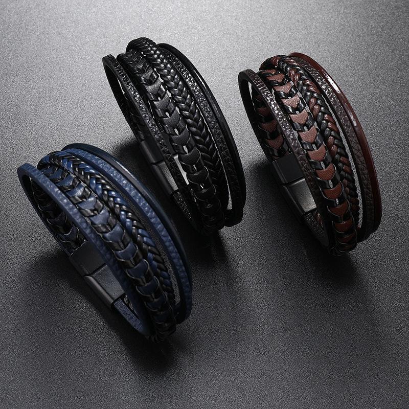 Sourcing Map Bracciali In Pelle Vuoti Fai Da Te | 20,5x1,1 Cm | Con Fibbia Magnetica Regolabile | Per Uomo E Donna