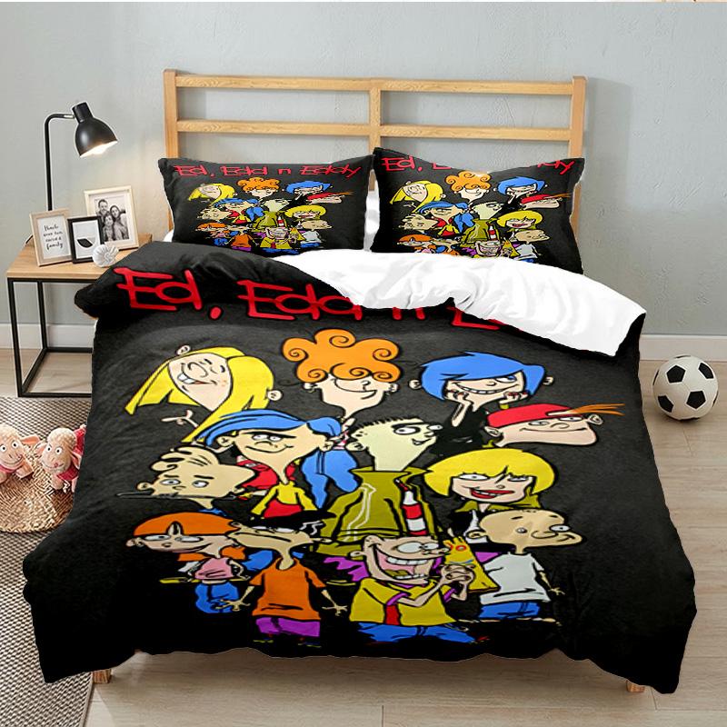 Edd Eddy Adventure 3pcs Bedding Set,Including 1pc Duvet Cover And 2pcs Pillowcases Perfect Gift for Christmas,Ideal for Bedroom, Dormitory