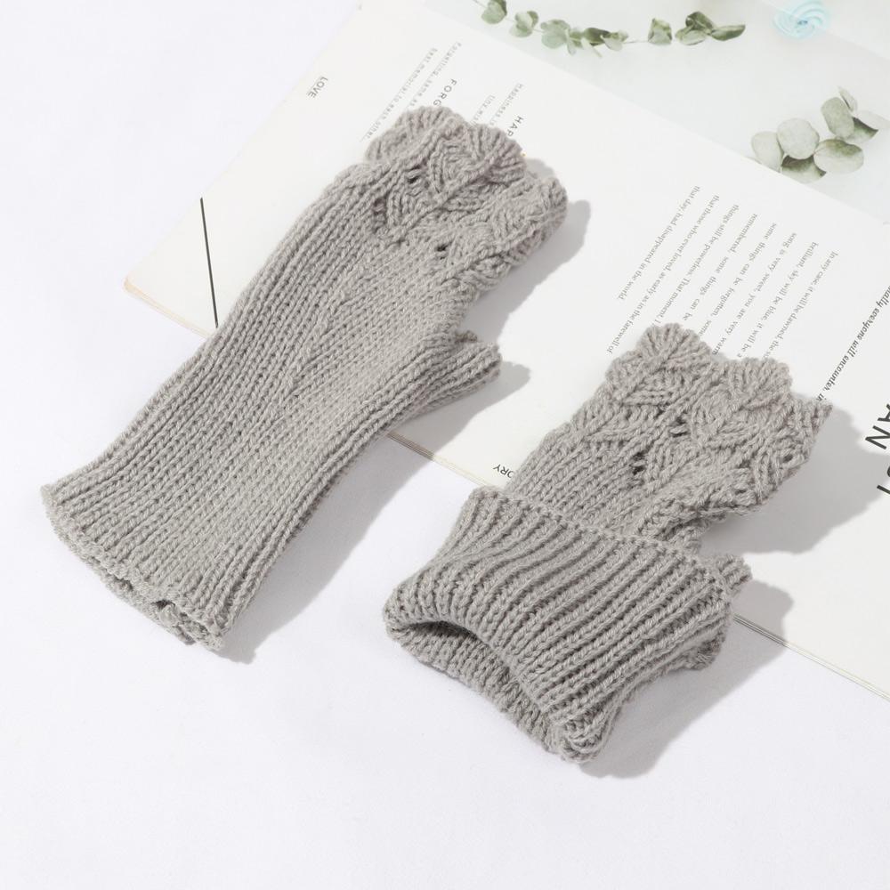 Women Girls Elastic Candy Color Arm Warmers Fingerless  Mittens Thick Warm Knitted Gloves