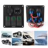 Multifunction 3 Gang Rocker Switches Panel with Voltmeter Display 4.8A Power Charger for RV BoatGreen Light