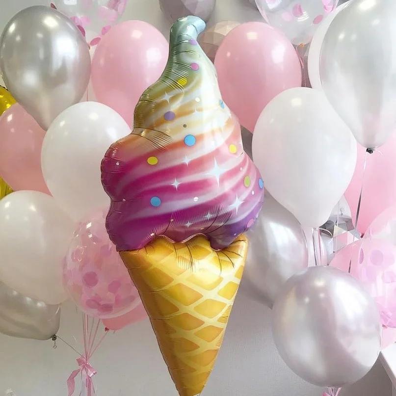 8 Pcs Donut Ice Cream Star Balloon Colorful Paper Confetti Balloon Set for Baby Shower Girl's Donut Birthday Party Decorations