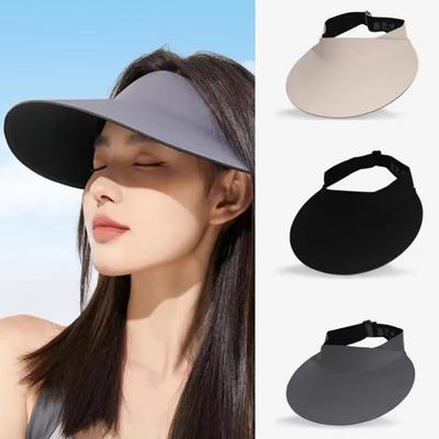 Foldable Seamless Visor Cap Large Brim Beach Cap Sun Protection Traceless Sun Hat  Holiday