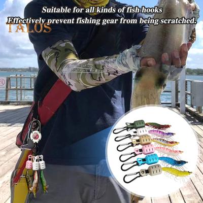 1/6 piezas de funda para anzuelo de pesca con hebilla, señuelo portátil para camarones, calamares, funda protectora para anzuelo, clip para capó, accesorios para pesca en agua dulce y salada