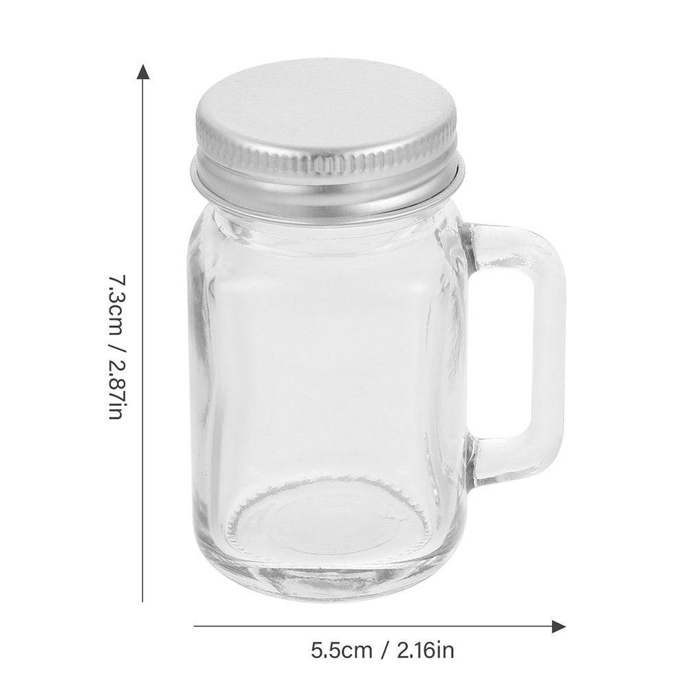 6pcs Clear Glass Mason Jars With Handle Lid Glass Storage Bottles Jar For Beverage Juice Drink Dessert Jam Airtight Sealing