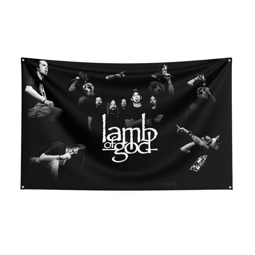 Flaga Zespołu Heavy Rockowego L-Lamb Of Gods 3x5 stóp Baner Poliestrowy z Nadrukiem Cyfrowym do Dekoracji Ściany w Sypialni Dekoracja Gobelinowa na Zewnątrz