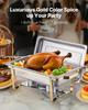 Set di 4 Chafing Dish per Buffet Acciaio Inossidabile Chafer con 2 Teglie Formato Intero e 4 Teglie Mezzo Formato Scaldavivande per Catering