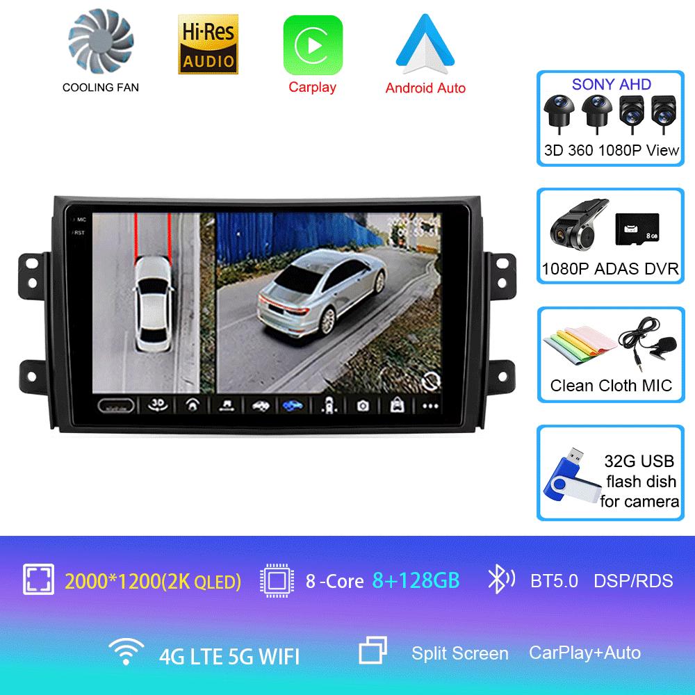 Car Radio Android 14 Carplay for Suzuki SX4 2006-2013 Fiat Sedici 2005-2014 Navigation Multimedia Video Player Audio 2din Stereo