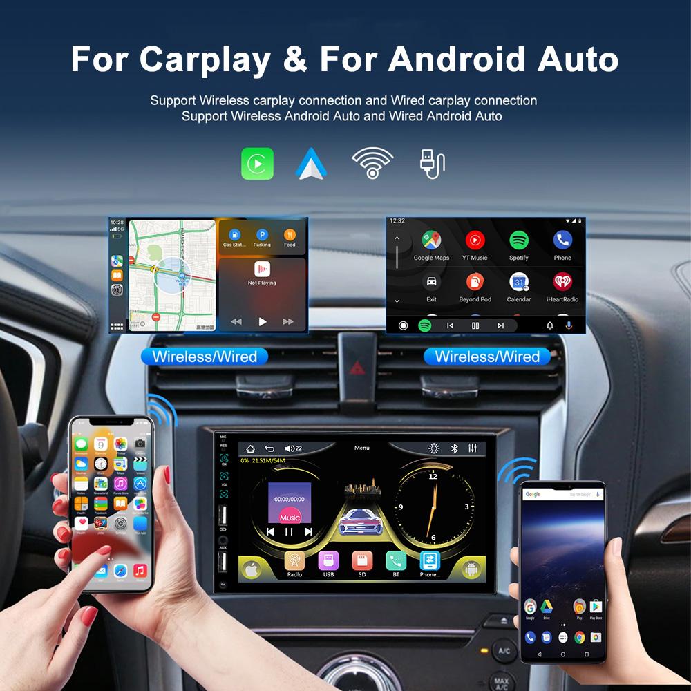 Reakosound 1 Din Car Radio 7" Universal Carplay Multimedia Player Android Auto Audio MP5 Bluetooth USB TF FM Camera Car Stereo