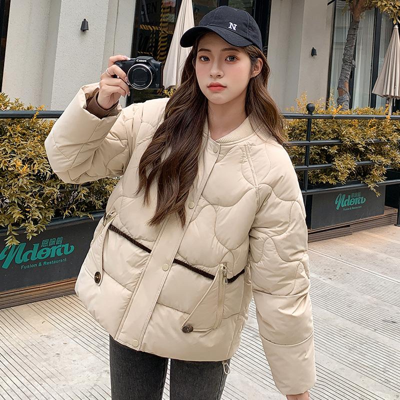 Fashionable and Versatile Baseball Collar Down Cotton Jacket Women s Winter 2026 New Casual and Versatile Simple Cropped Jacket S